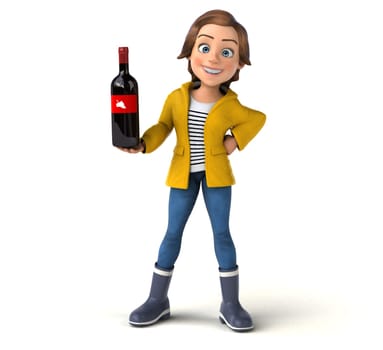 Fun 3D illustration of a cartoon teenage girl