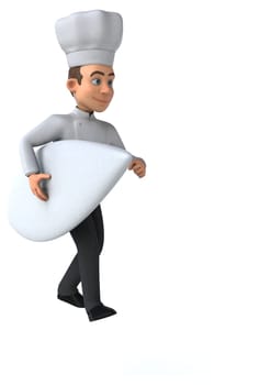 Fun 3D cartoon chef surfing