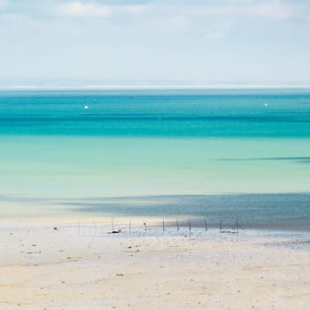 View over the bay of Mont Saint-Michel from the outskirts of Cancale, Brittany, France.
