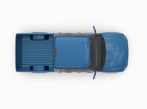 Generic and Brandless Pickup Truck with Enclosed Cabin Isolated on White 3d Illustration, Contemporary Light-Duty Truck Studio, Utility Vehicle Ute Auto Transport, Pickup Open Cargo Area Vehicle Sign