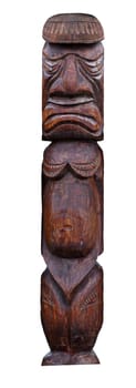 The wooden idol statue of koryak on a white background