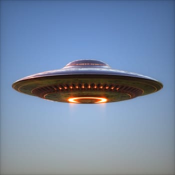 Unidentified flying object - UFO. Science Fiction image concept of ufology and life out of planet Earth. Clipping Path Included.