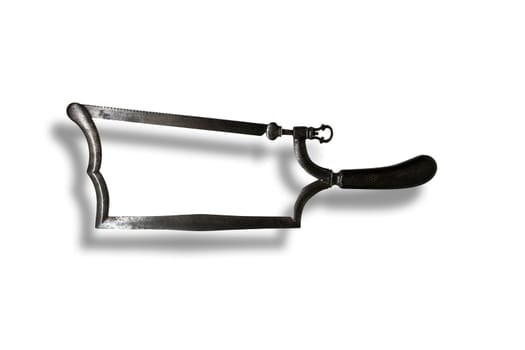 18th Century surgery saw, made of steel and ebony. Naval Museum of Madrid, Spain