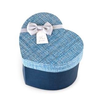 The big blue gift box in the form of a heart isolated