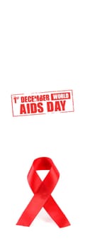 Aids Awareness Red Ribbon on white background.
