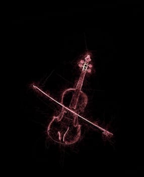 Violin grunge sketch  over black background