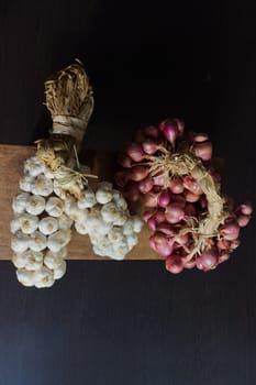 Ingredients of Thai Food. Garlic, Small thai red onions