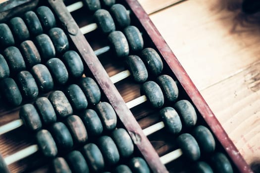 Old abacus. Chinese traditional calculator. Picture financial concept design.