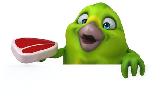 Fun green bird - 3D Illustration