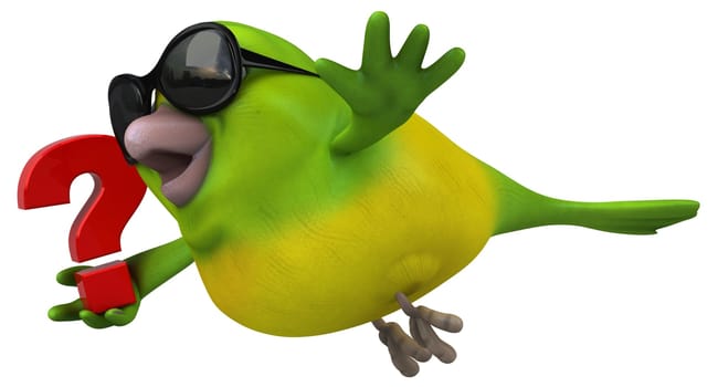 Fun green bird - 3D Illustration