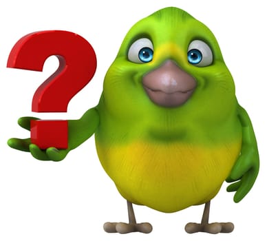 Fun green bird - 3D Illustration