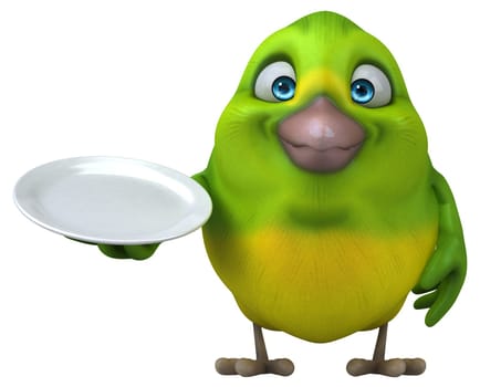 Fun green bird - 3D Illustration
