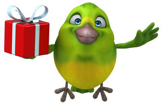 Fun green bird - 3D Illustration