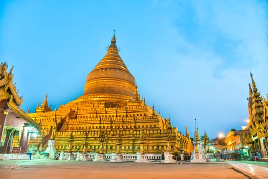 a pagoda in ancient city on the twilight time, Myanmar