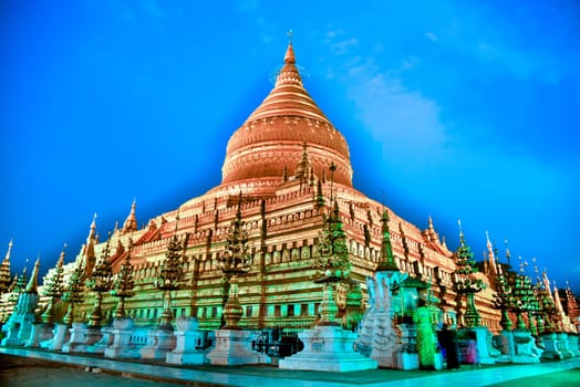 a pagoda in ancient city on the twilight time, Myanmar