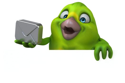 Fun green bird - 3D Illustration