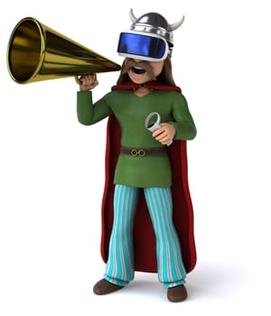 Fun 3D Illustration of a gaul with a VR Helmet