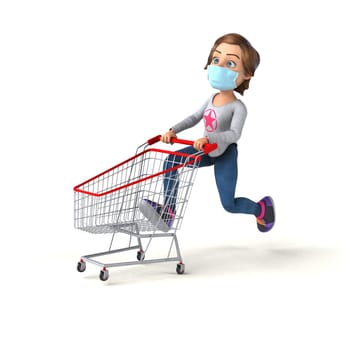 Fun 3D illustration of a cartoon teenage girl