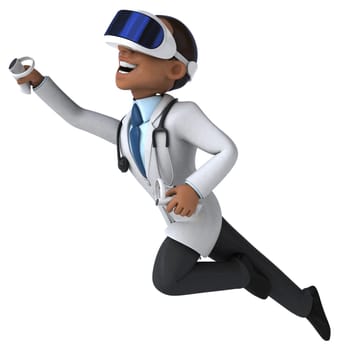 Fun 3D Illustration of a doctor with a VR Helmet