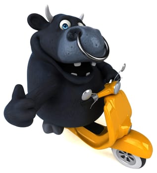 Fun black bull - 3D Illustration