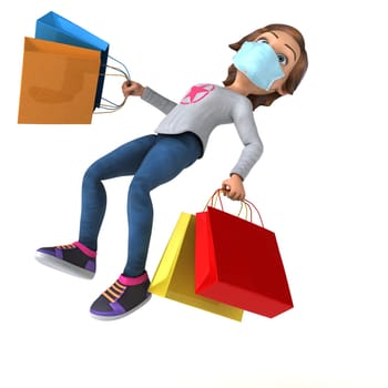 Fun 3D illustration of a cartoon teenage girl