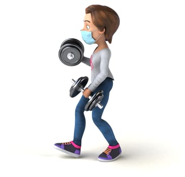 Fun 3D Illustration of a cartoon teenage girl