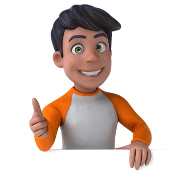 Fun 3D cartoon Asian teenager .