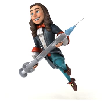 3D Illustration of a cartoon man in historical baroque costume