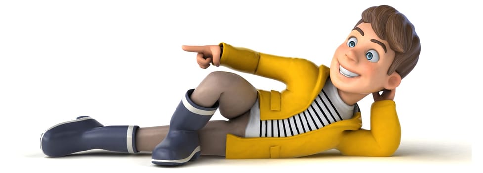 Fun cartoon kid with rain gear