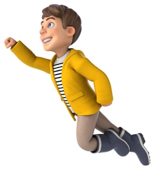 Fun cartoon kid with rain gear