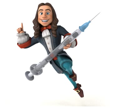3D Illustration of a cartoon man in historical baroque costume