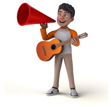 Fun 3D cartoon Asian teenager .