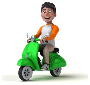 Fun 3D cartoon Asian teenager .