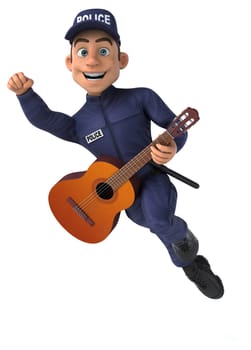 Fun 3D illustration of a cartoon Police Officer