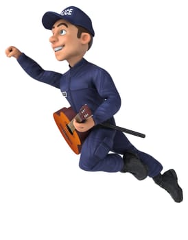 Fun 3D illustration of a cartoon Police Officer