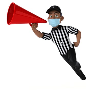 Fun 3D illustration of a black referee with a mask