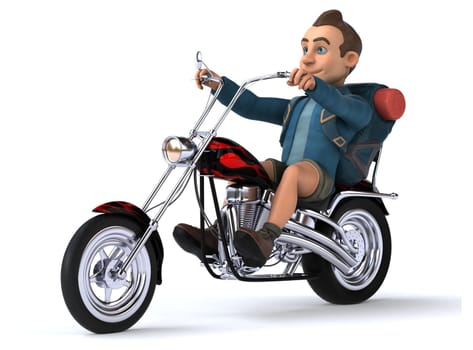 Fun illustration of a 3D cartoon backpacker