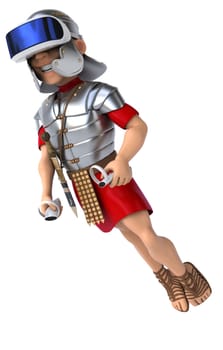 Fun 3D Illustration of a roman soldier with a VR Helmet