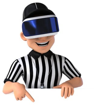 Fun 3D Illustration of a referee with a VR Helmet