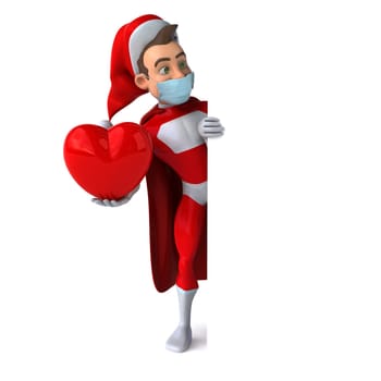 Fun 3D illustration of a cartoon Santa Claus with a mask