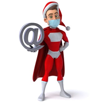 Fun 3D illustration of a cartoon Santa Claus with a mask