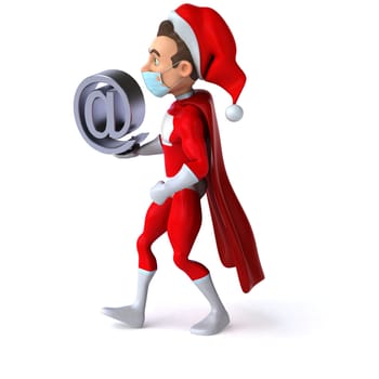 Fun 3D illustration of a cartoon Santa Claus with a mask