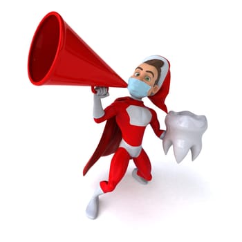 Fun 3D illustration of a cartoon Santa Claus with a mask