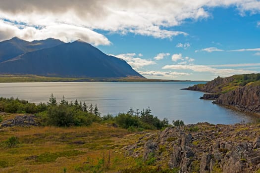 Coastal Fjord on a Sunny Day near Borgarnes, Iceland
