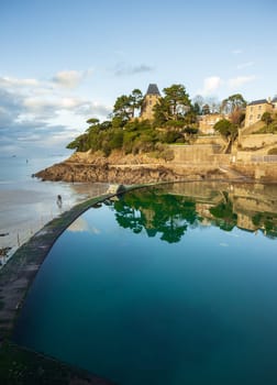 Beach and the swiming pool in Dinard city, Brittany, France