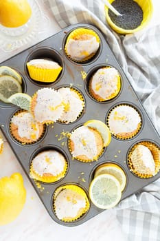 Delicious poppy seed muffins with fresh lemon