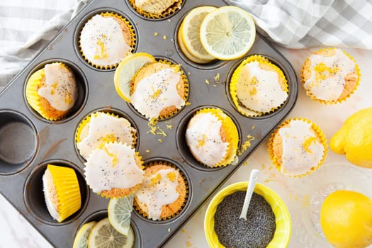 Delicious poppy seed muffins with fresh lemon