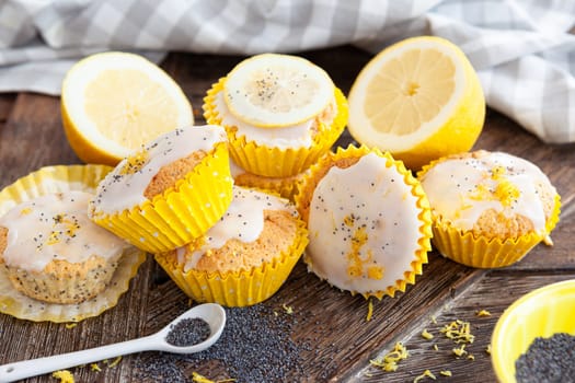 Delicious poppy seed muffins with fresh lemon