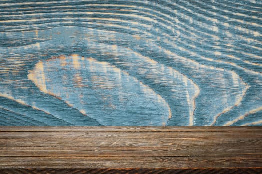 The background is blank wooden boards and a textured wall with lighting and vignetting. For product demonstrations, free space, layout, mockup, perspective board, background board.