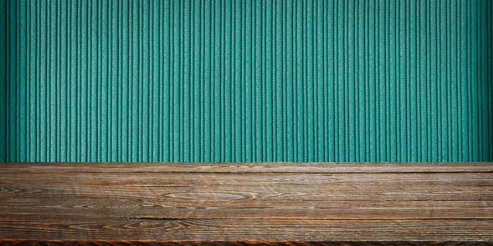The background is blank wooden boards and a textured striped wall with gradient lighting and vignetting. For product demonstrations, free space, layout, mockup, perspective board, background board.